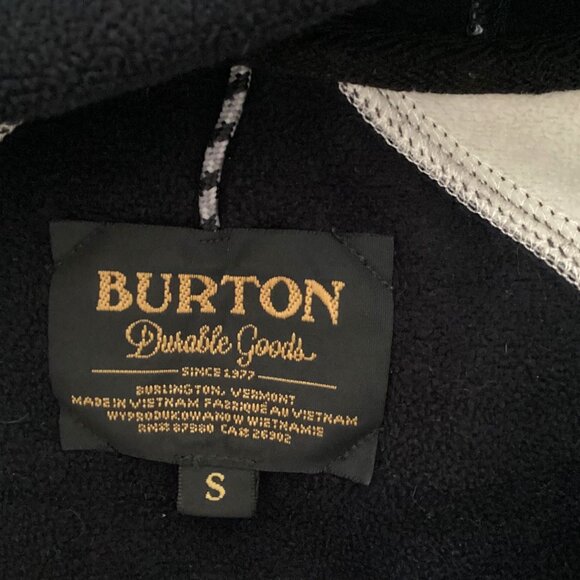 Burton Women's Hoodie Pullover Size S Kangaroo Pocket Black White Aztec Print - Picture 7 of 9